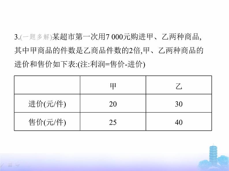 北师大版七年级数学上册专项素养综合练(七)一元一次方程的热点应用类型练题型课件第4页