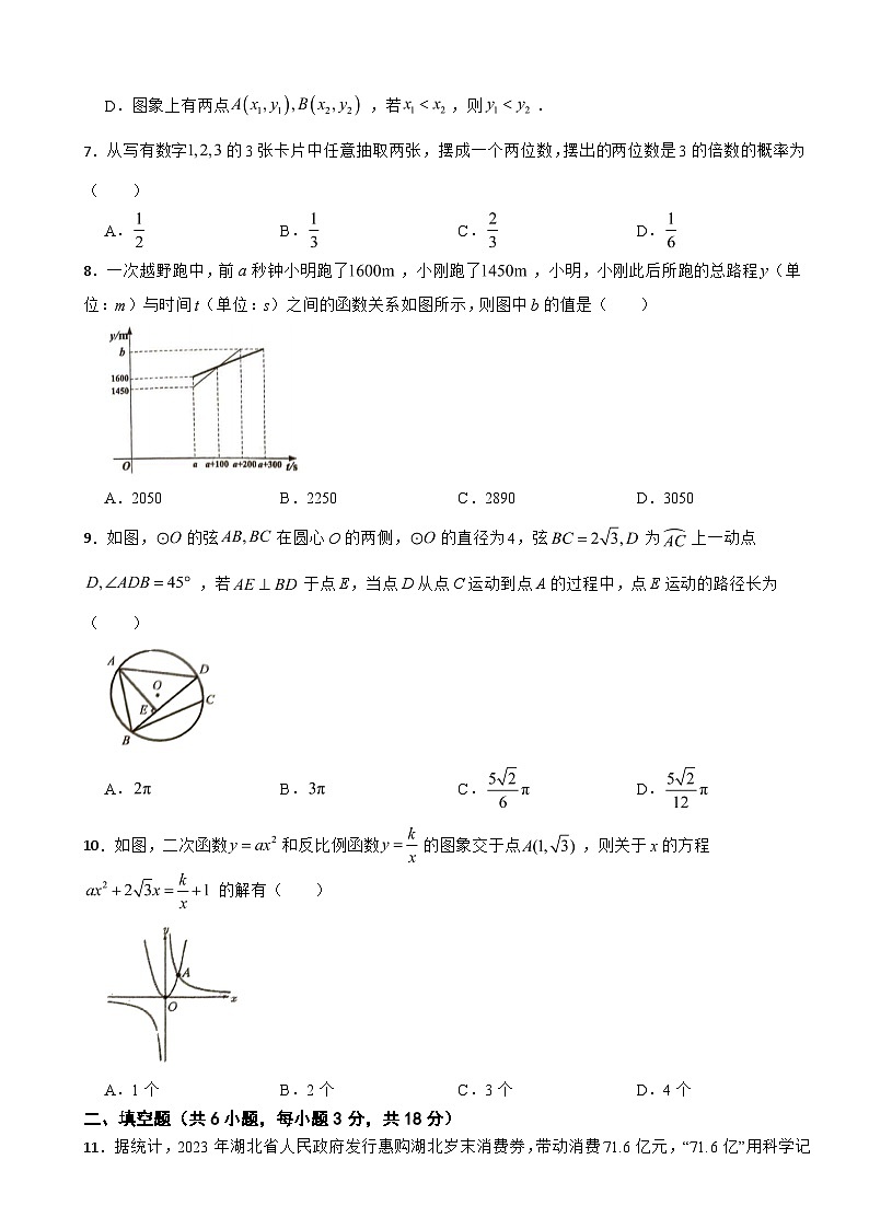 湖北省武汉市青山区2024年中考数学一模试卷附答案第2页