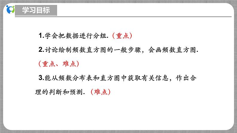 北师大版数学七年级上册 6.3.3 数据的表示-制作频数直方图 课件+教学设计+导学案+同步练习03