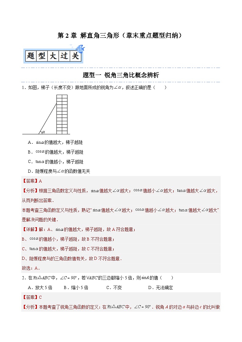 第2章 解直角三角形（章末重点题型归纳）-2024-2025学年9上数学同步课堂（青岛版）01
