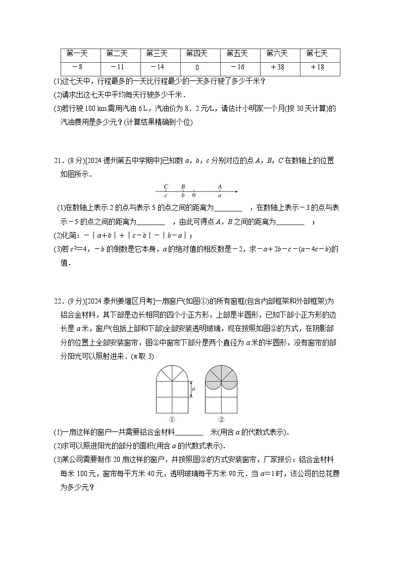 数学人教版(2024)七上 期中综合素质评价试卷03