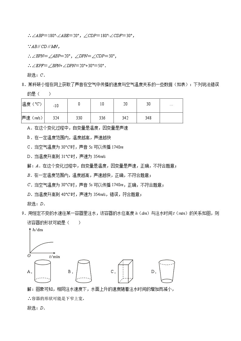 广东省茂名市高州市四校联考2023-2024学年七年级下学期期中考试数学试卷(含解析)03