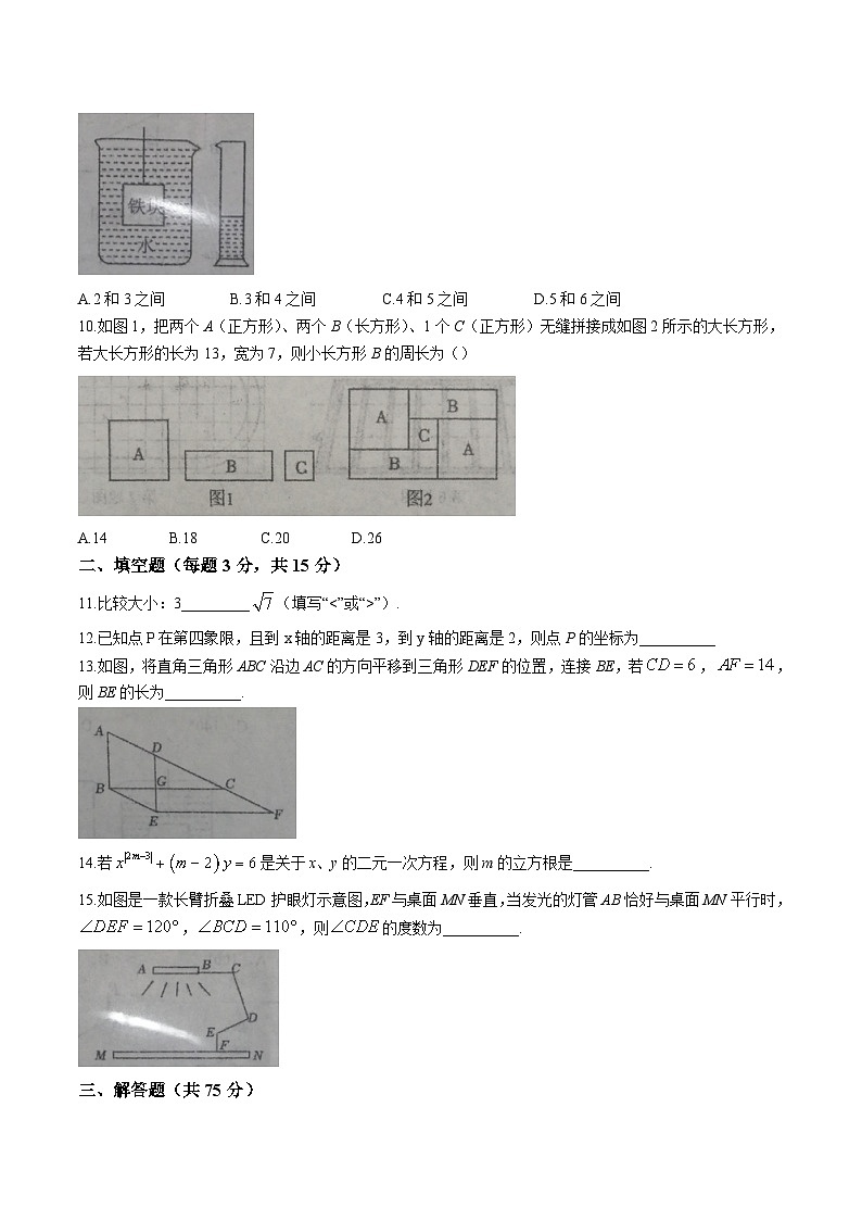 辽宁省抚顺市新宾县2023-2024学年七年级下学期期中教学质量检测数学试卷(含答案)03