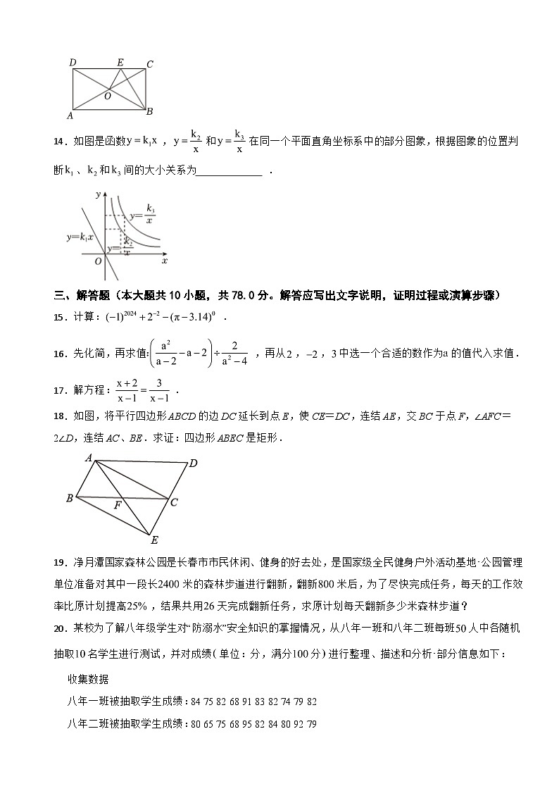 吉林省长春2024年八年级上学期开学数学试卷附答案03