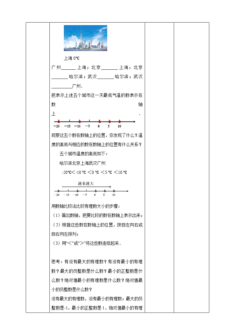 1.4 有理数的大小比较 浙教版数学七年级上册教案02