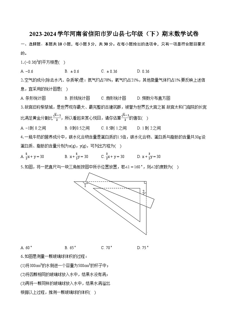 2023-2024学年河南省信阳市罗山县七年级（下）期末数学试卷(含详细答案解析)01