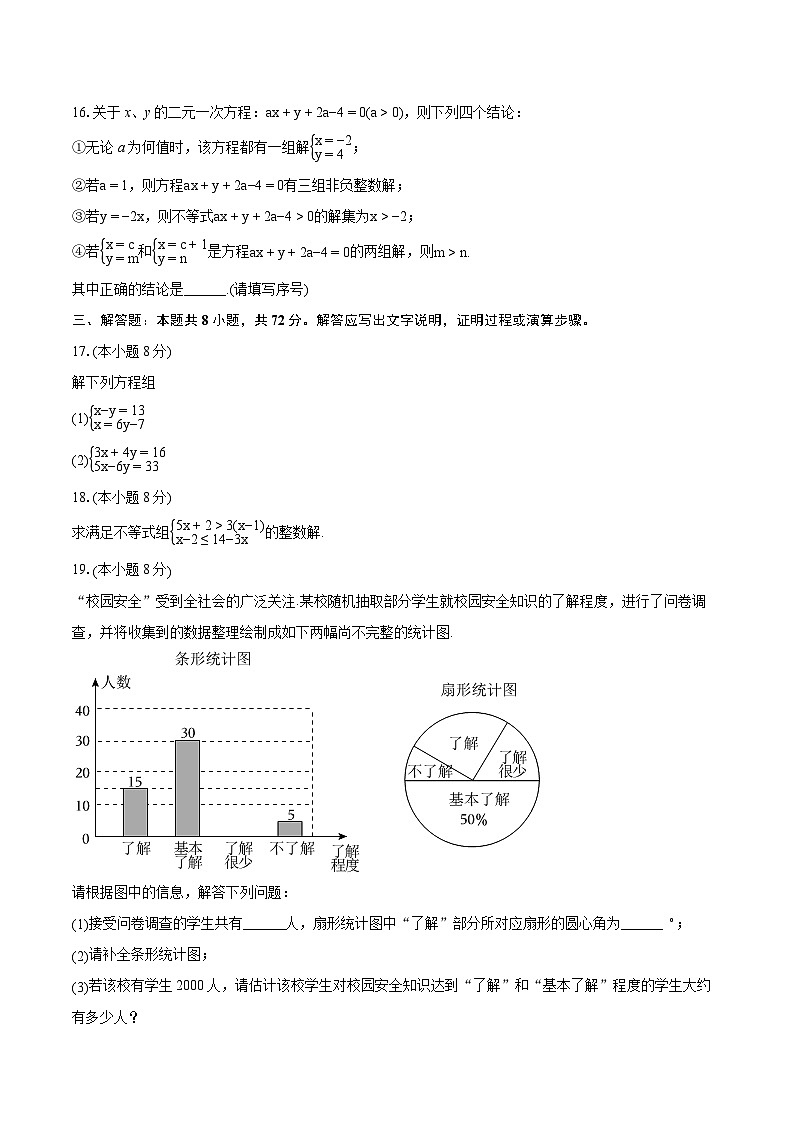 2023-2024学年湖北省武汉市青山区七年级（下）期末数学试卷(含详细答案解析)第3页