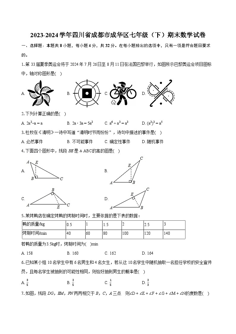 2023-2024学年四川省成都市成华区七年级（下）期末数学试卷（含详细答案解析）01
