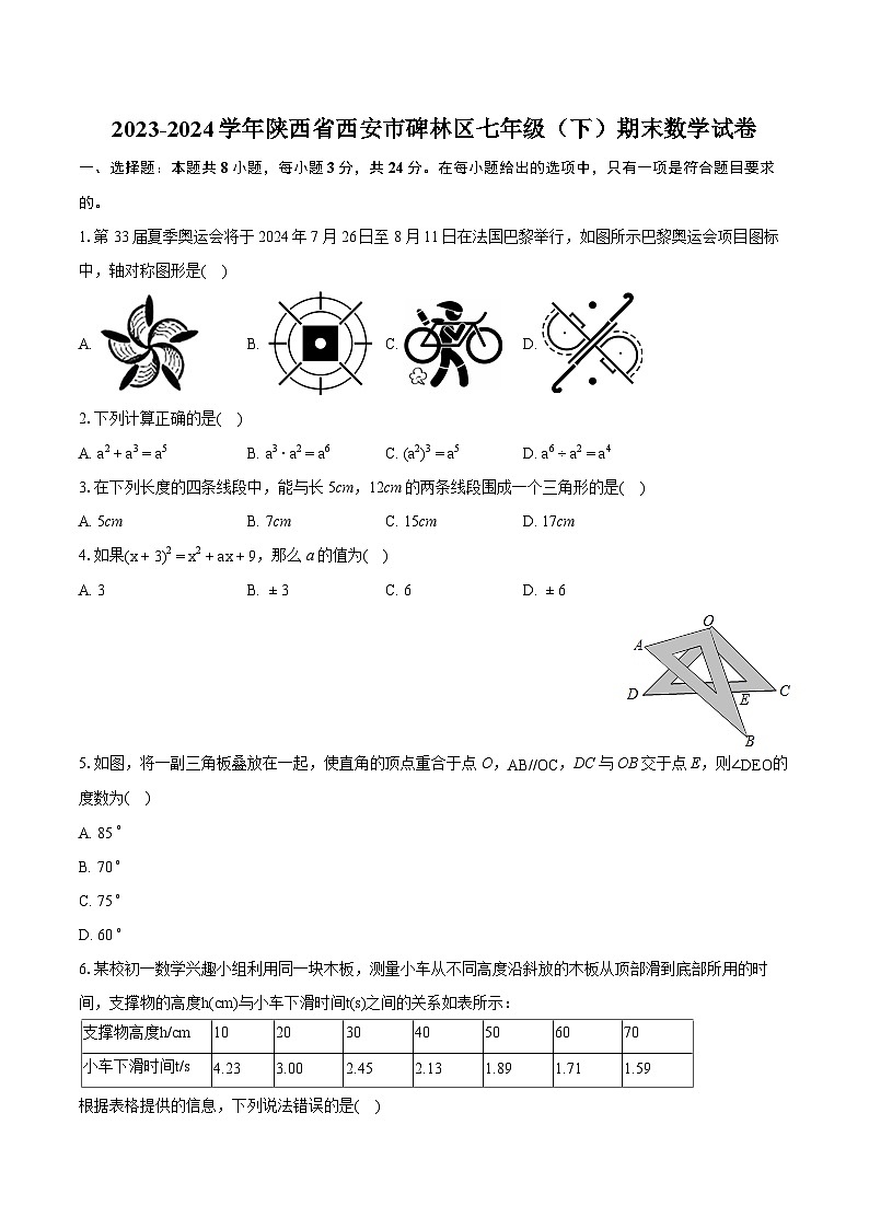 2023-2024学年陕西省西安市碑林区七年级（下）期末数学试卷（含详细答案解析）01