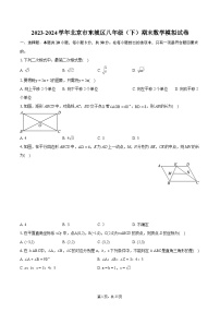 2023-2024学年北京市东城区八年级（下）期末数学模拟试卷（含详细答案解析）