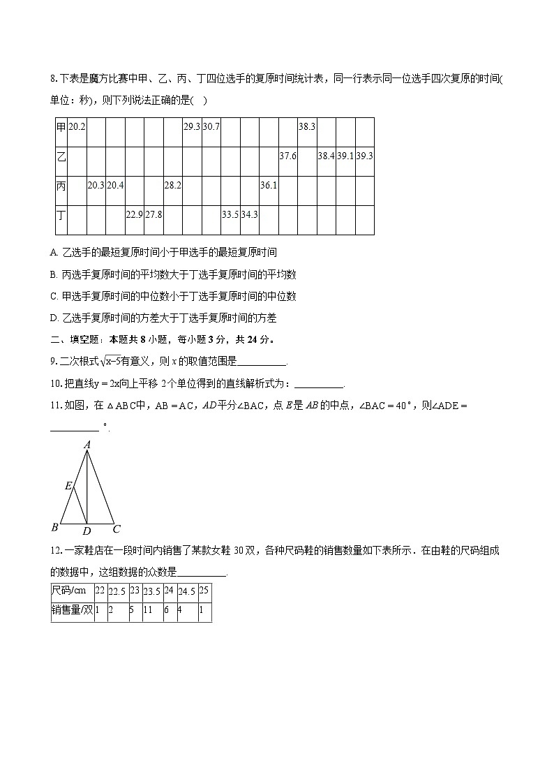 2023-2024学年北京市海淀区八年级下学期期末数学试题（含详细答案解析）02