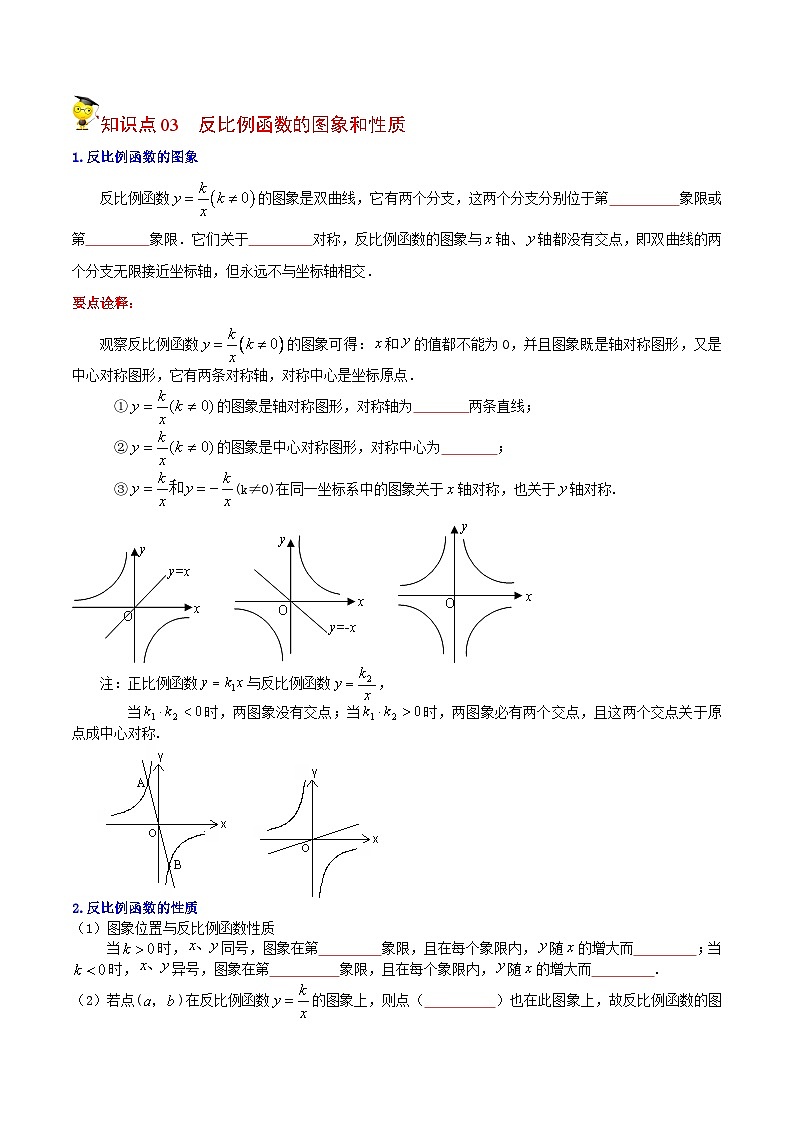 人教版九年级数学下册同步讲义专题第3课  反比例函数全章复习与巩固（学生版）第2页