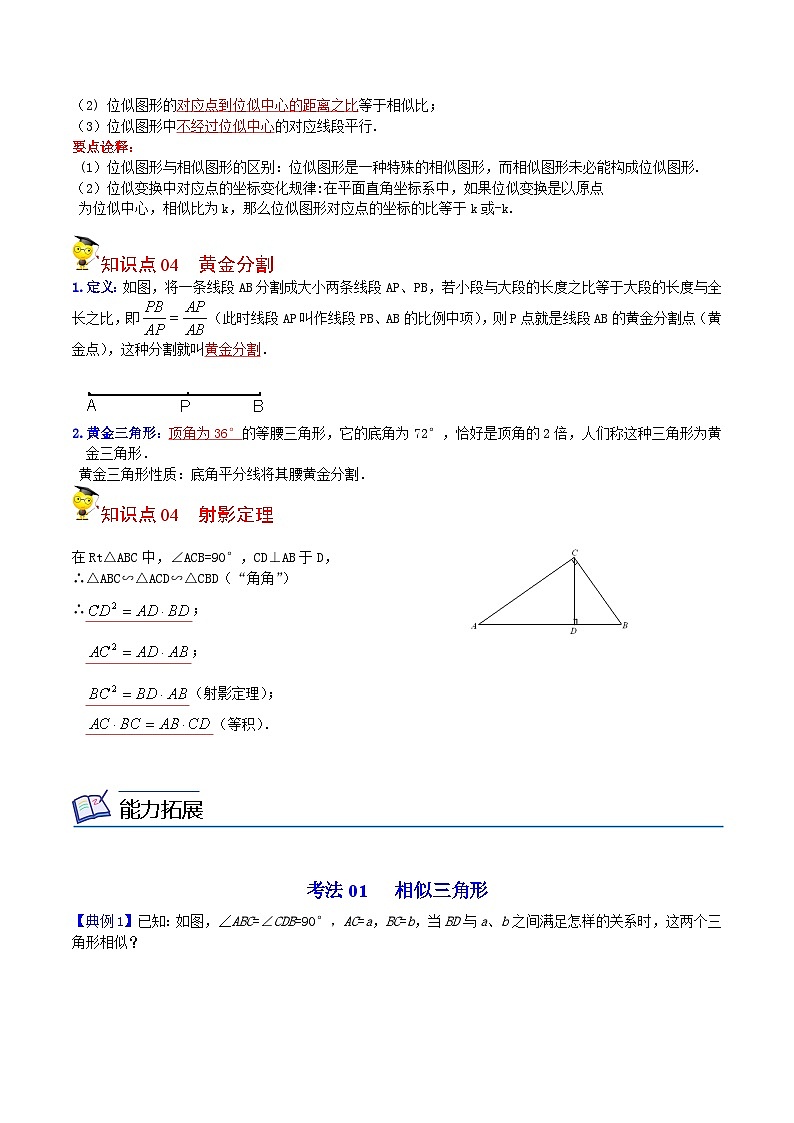 人教版九年级数学下册同步讲义专题第8课  相似全章复习与巩固（教师版）03