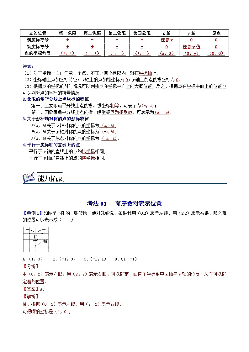 人教版七年级数学下册同步精品讲义专题第12课  平面直角坐标系（教师版）第3页
