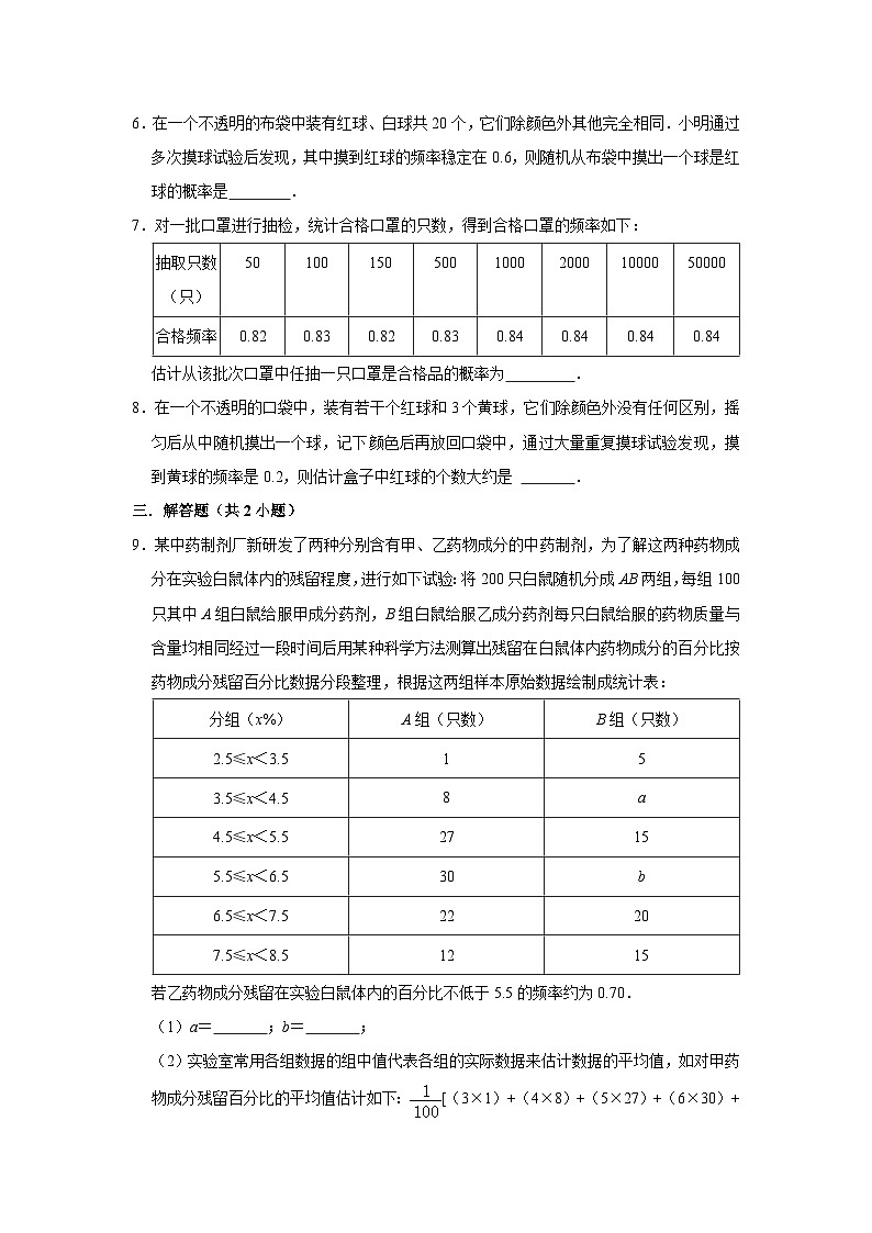 北师大版数学九年级上册 3.2 用频率估计概率 课件+导学案+教学设计+分层练习02