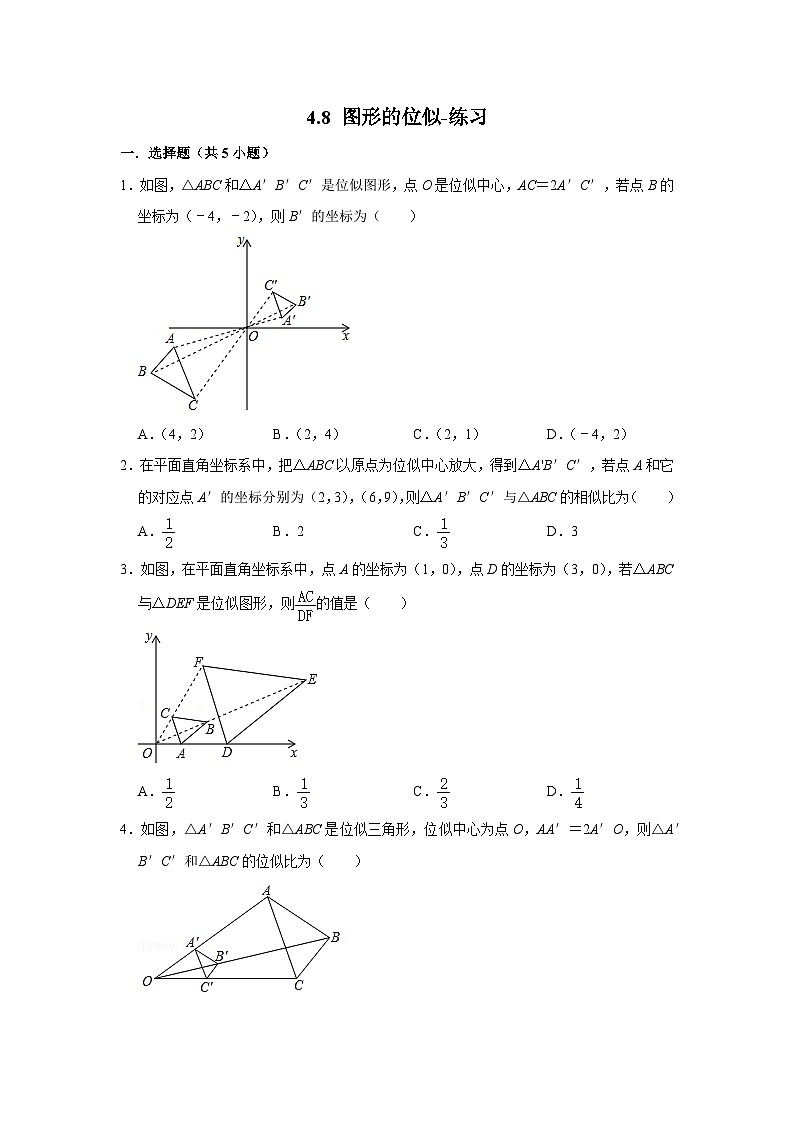 北师大版数学九年级上册 4.8 图形的位似第1课时 课件+导学案+教学设计+分层练习01