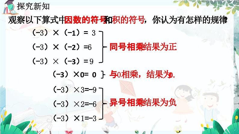 北师数学七年级上册 2.7 有理数的乘法 【PPT课件】07