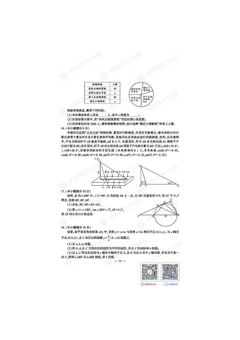 2024四川中考数学真题及答案第3页
