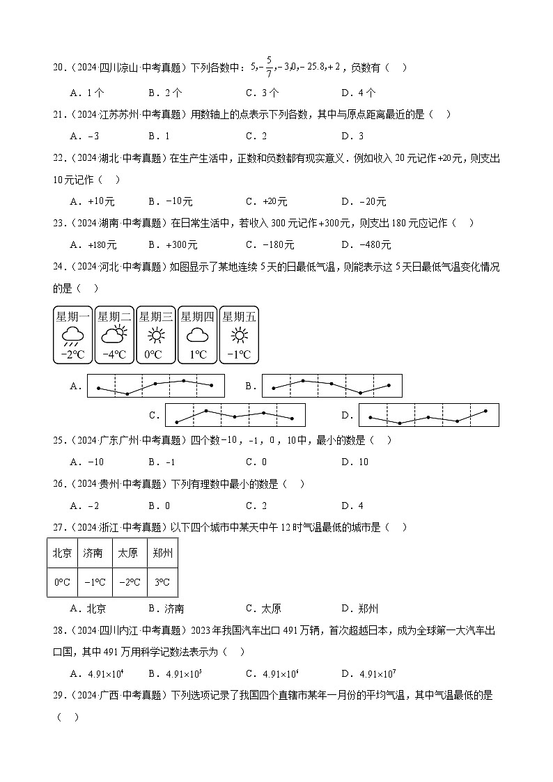 专题02 有理数及其运算（51题）（教师卷+学生卷）- 2024年中考数学真题分类汇编（全国通用）03