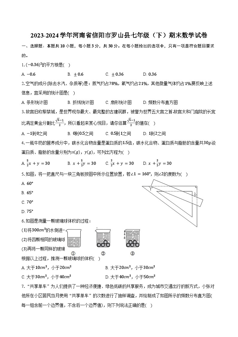 2023-2024学年河南省信阳市罗山县七年级（下）期末数学试卷（含答案）第1页