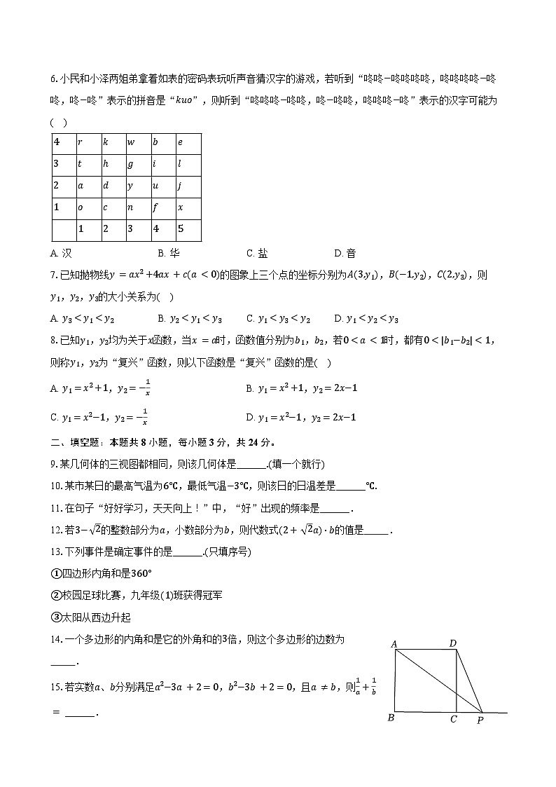 2024年江苏省盐城市亭湖区中考数学三模试卷（含答案）第2页