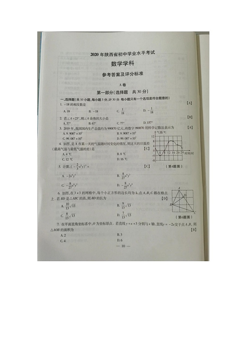 2020数学中考真题卷第1页
