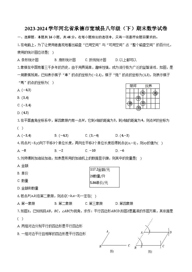 2023-2024学年河北省承德市宽城县八年级（下）期末数学试卷（含答案）第1页