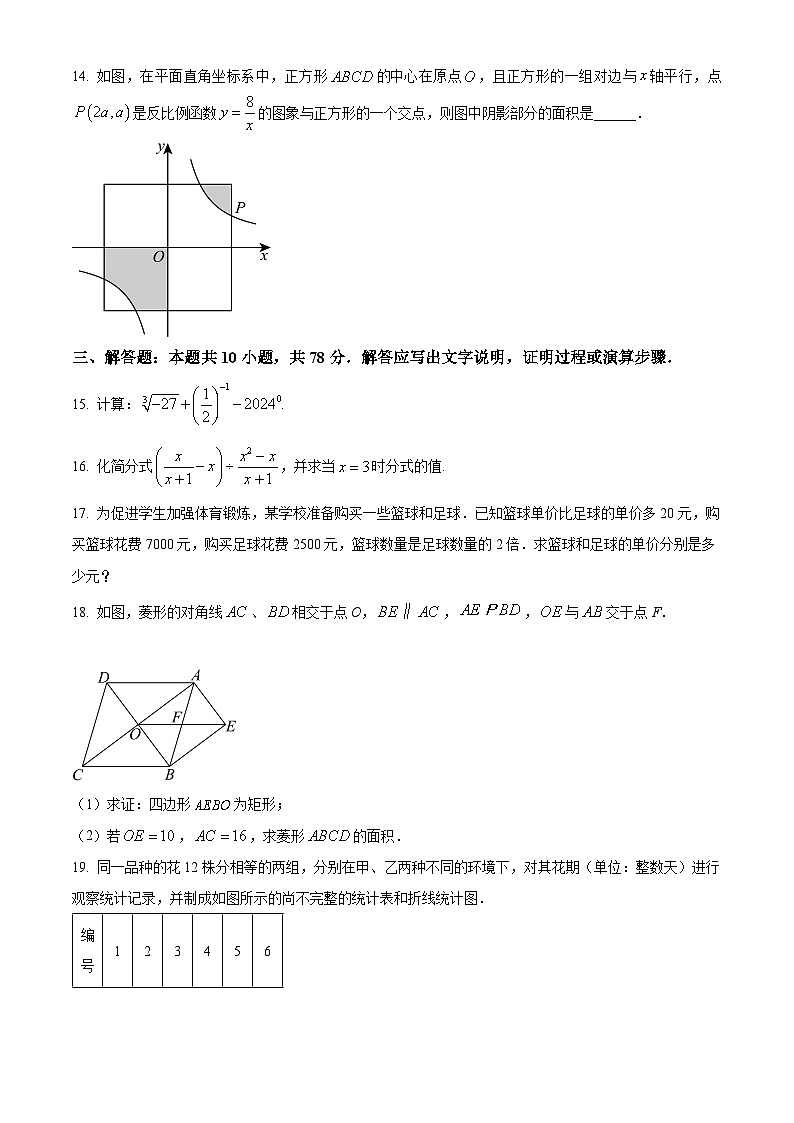 吉林省长春市净月高新区2023-2024学年八年级下学期期末数学试题（原卷版）第3页