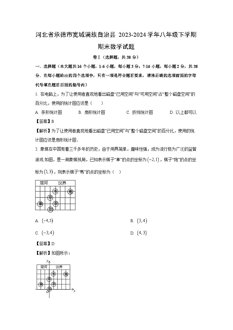 [数学][期末]河北省承德市宽城满族自治县2023-2024学年八年级下学期期末试题(解析版)第1页