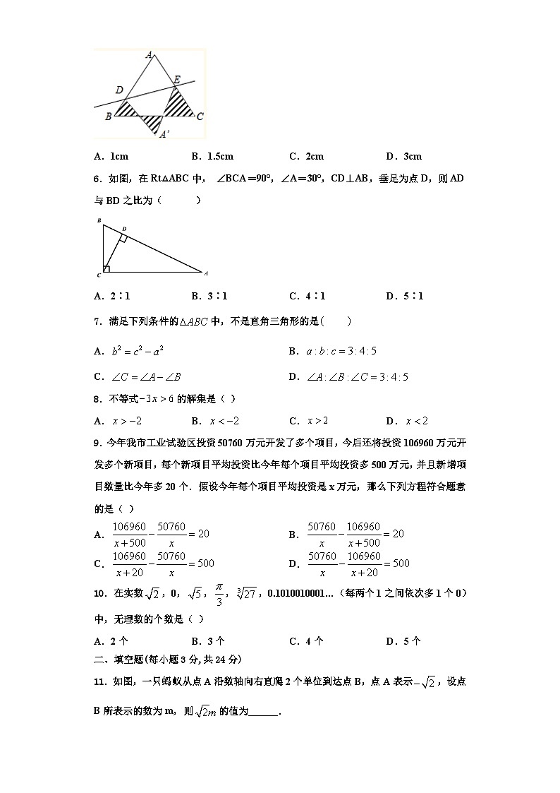 辽宁省红旗学校2023-2024学年数学八年级第一学期期末综合测试试题【含解析】第2页