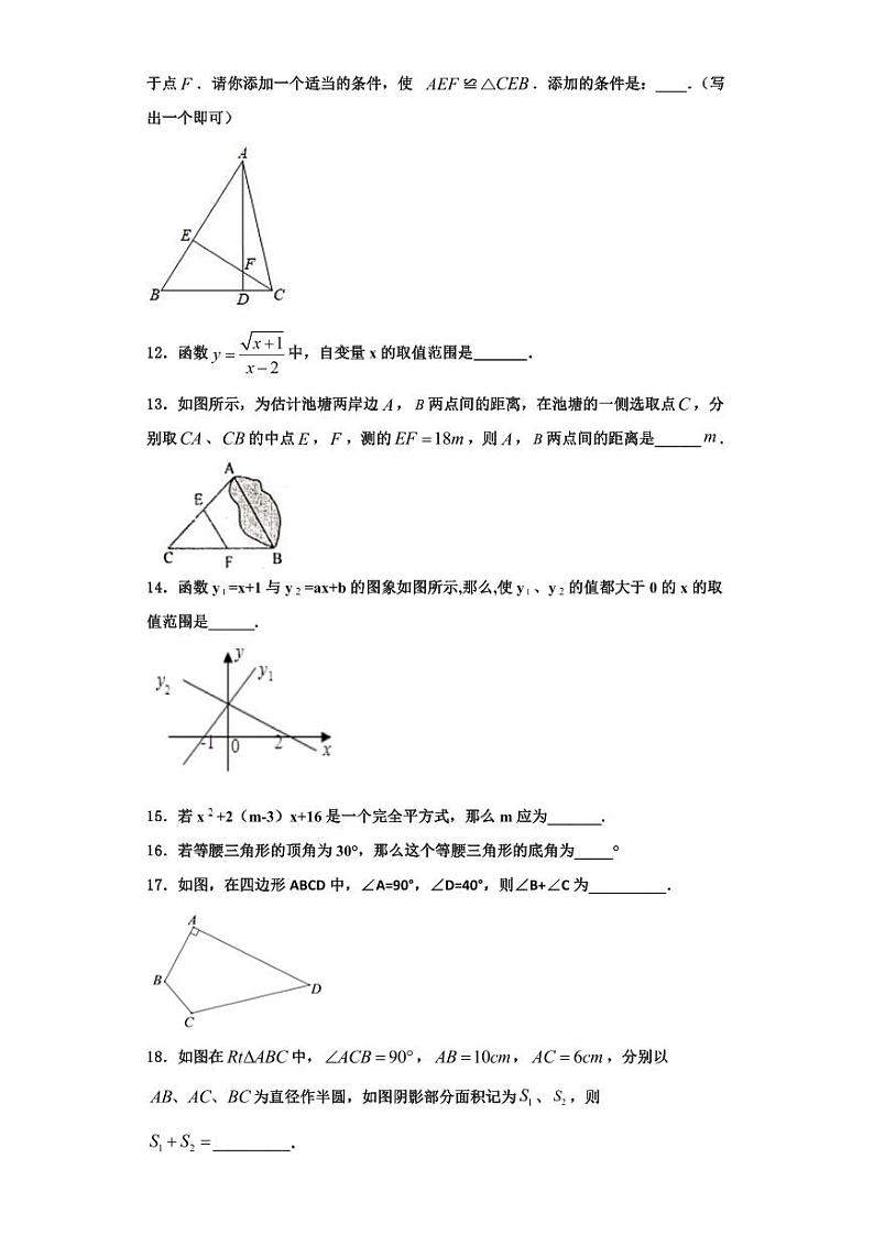 辽宁省葫芦岛市六校联考2023年数学八上期末学业水平测试模拟试题【含解析】第3页