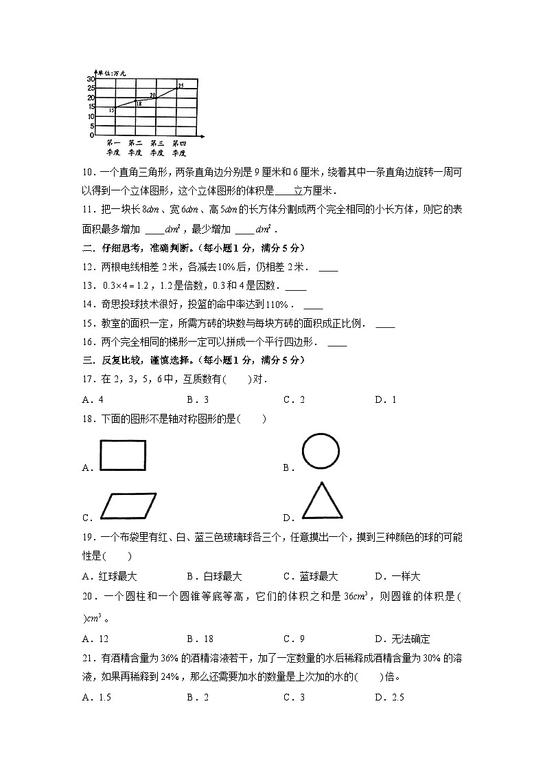 基础卷-：2024年小升初数学模拟卷四（苏教版）A4版第2页