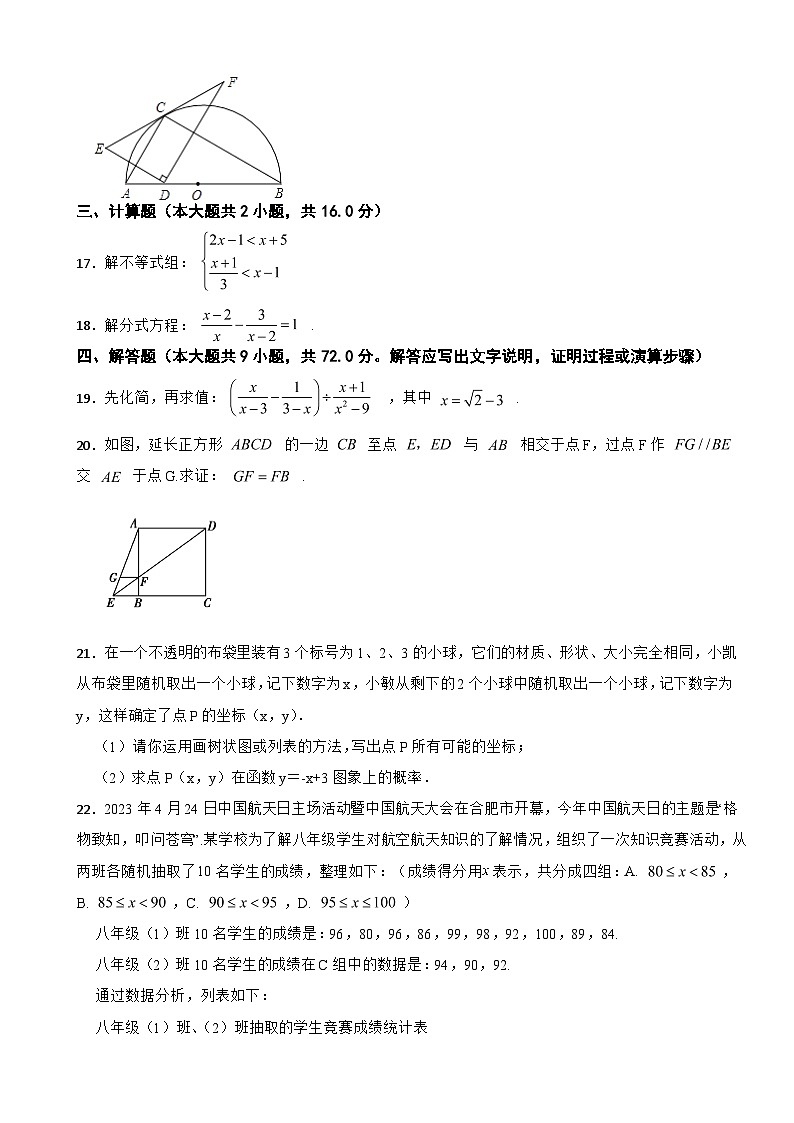 2024年江苏省南京中考数学仿真模拟卷附答案03