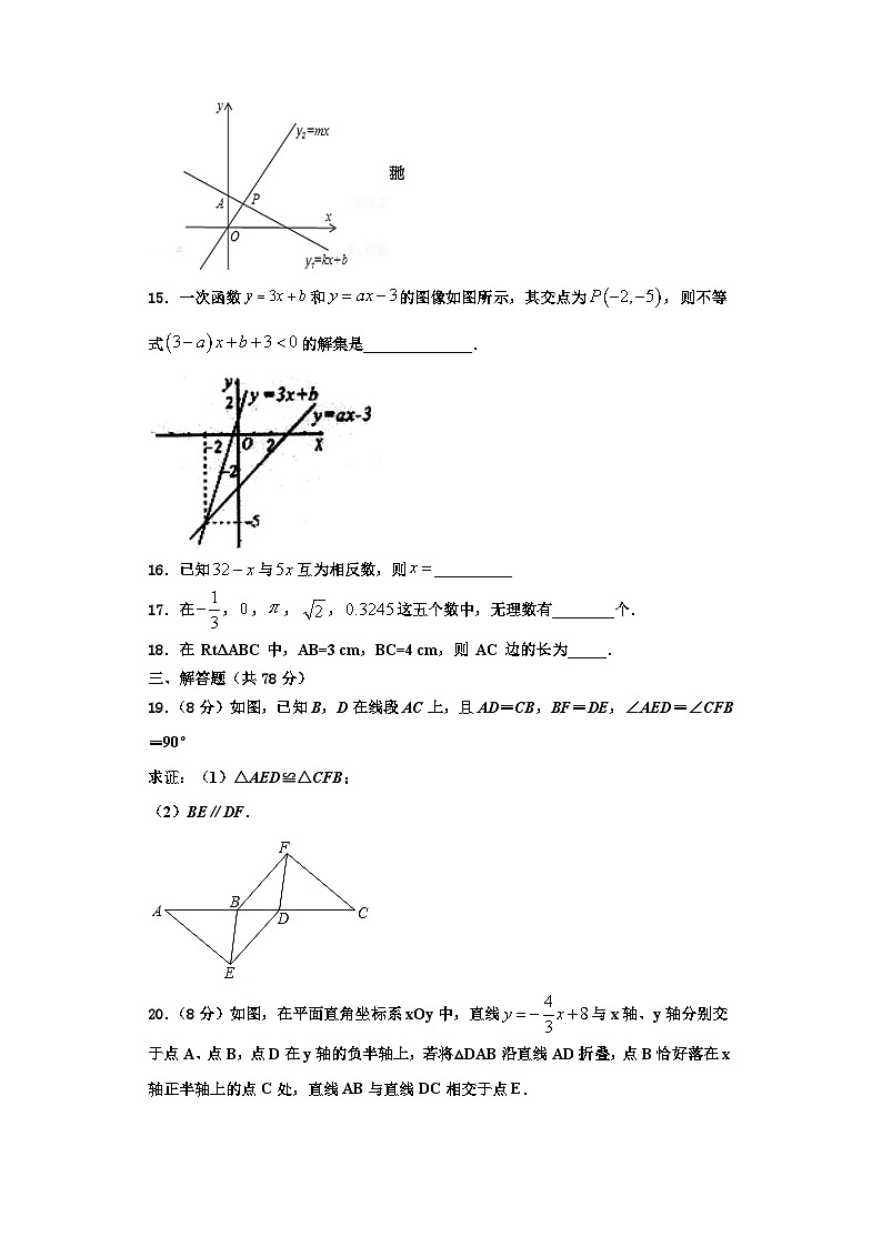 辽宁省沈阳市第三十八中学2023年八年级数学第一学期期末调研模拟试题【含解析】第3页