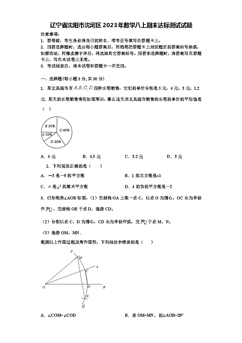 辽宁省沈阳市沈河区2023年数学八上期末达标测试试题【含解析】第1页