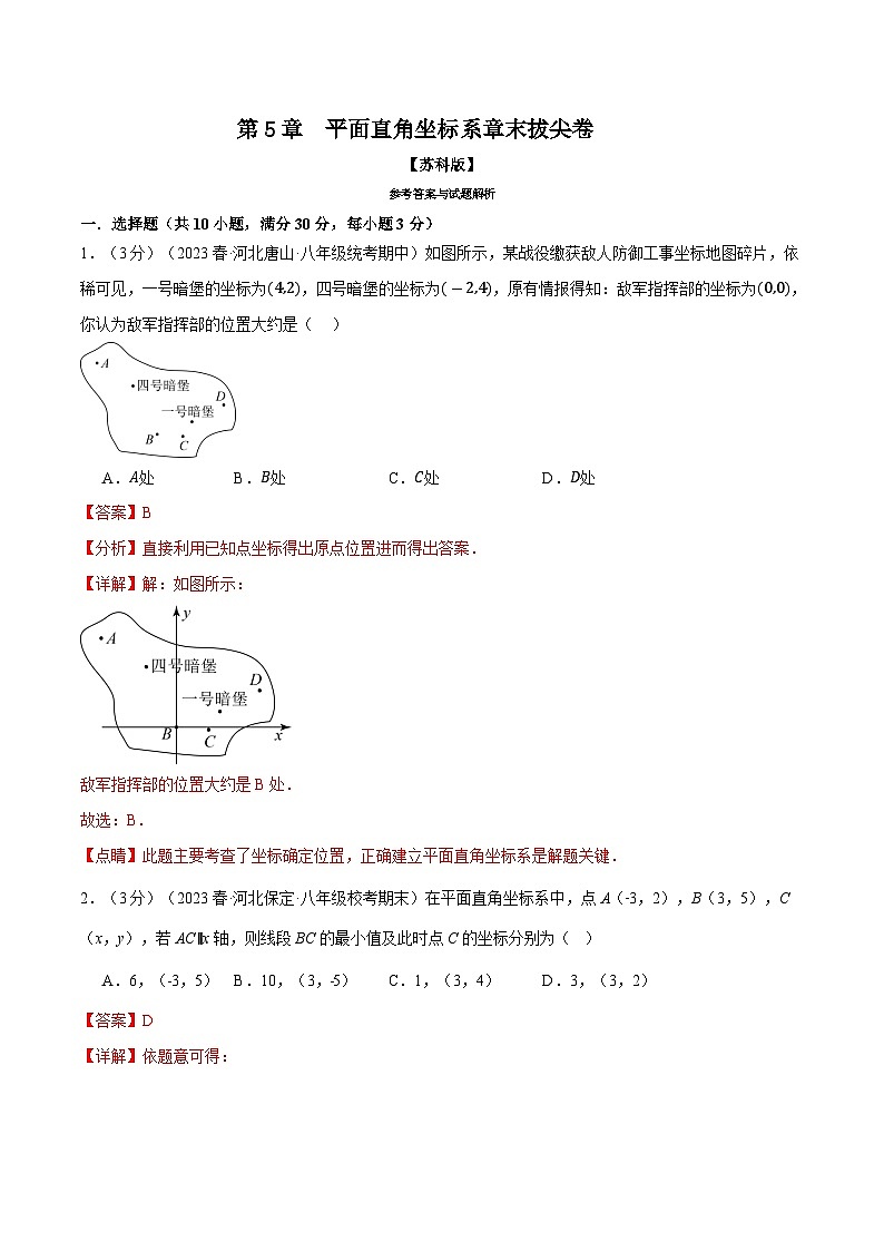 5.4 平面直角坐标系章末拔尖卷（苏科版）（教师版）01