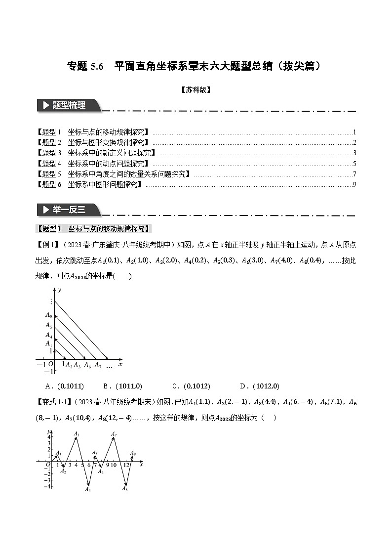 5.6 平面直角坐标系章末六大题型总结（拔尖篇）（苏科版）（学生版）01