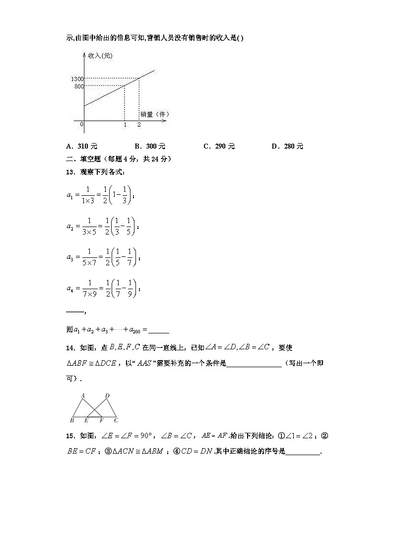重庆八中学2023年数学八年级第一学期期末复习检测模拟试题【含解析】03