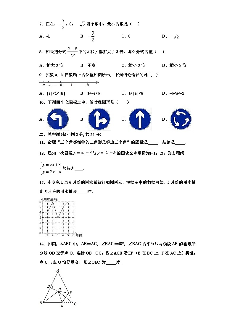 重庆合川区凉亭中学2023-2024学年数学八上期末学业水平测试试题【含解析】02