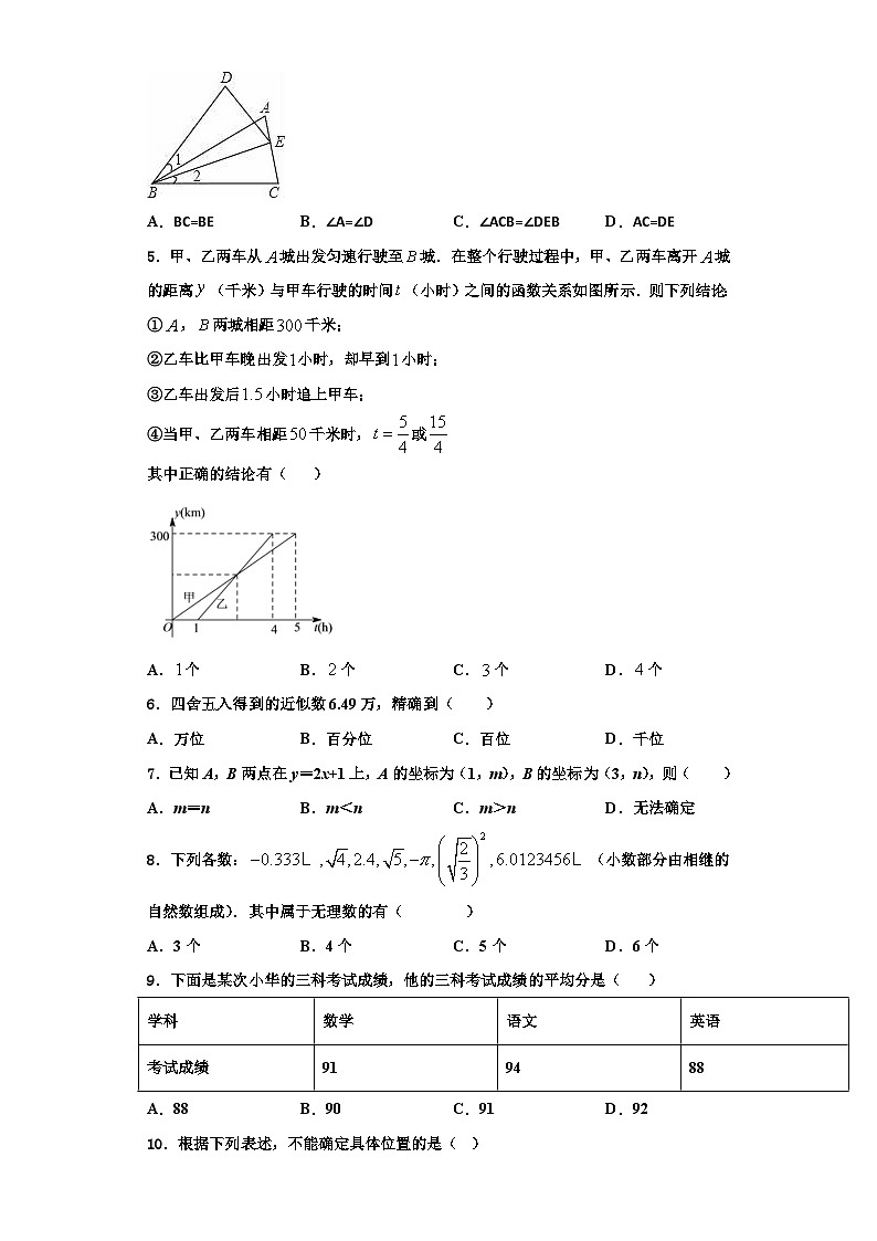重庆市涪陵区第十九中学2023年八年级数学第一学期期末综合测试模拟试题【含解析】第2页