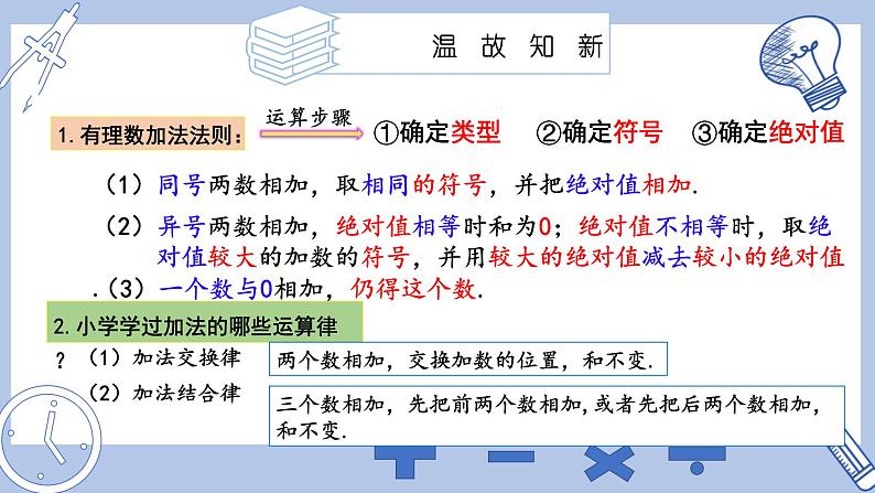 苏科版初中数学7上 2.4 课时2有理数的加法运算律 苏科版七年级数学上册 课件03