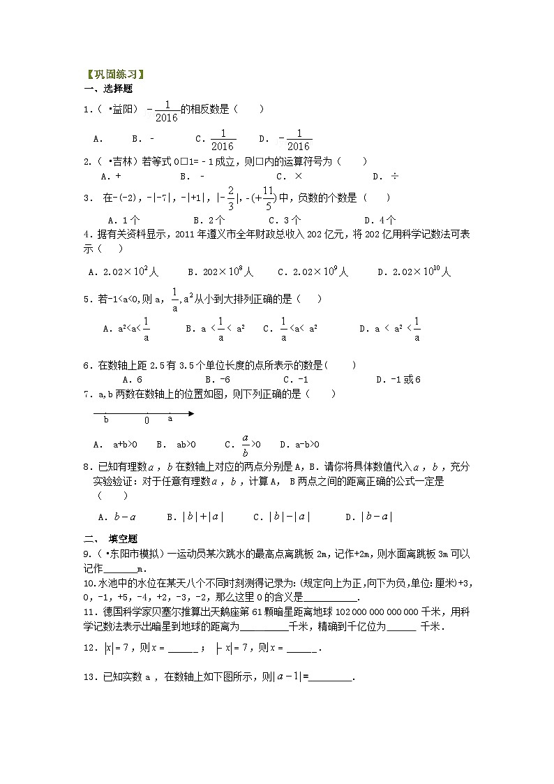 《有理数》全章复习与巩固（基础）巩固练习第1页
