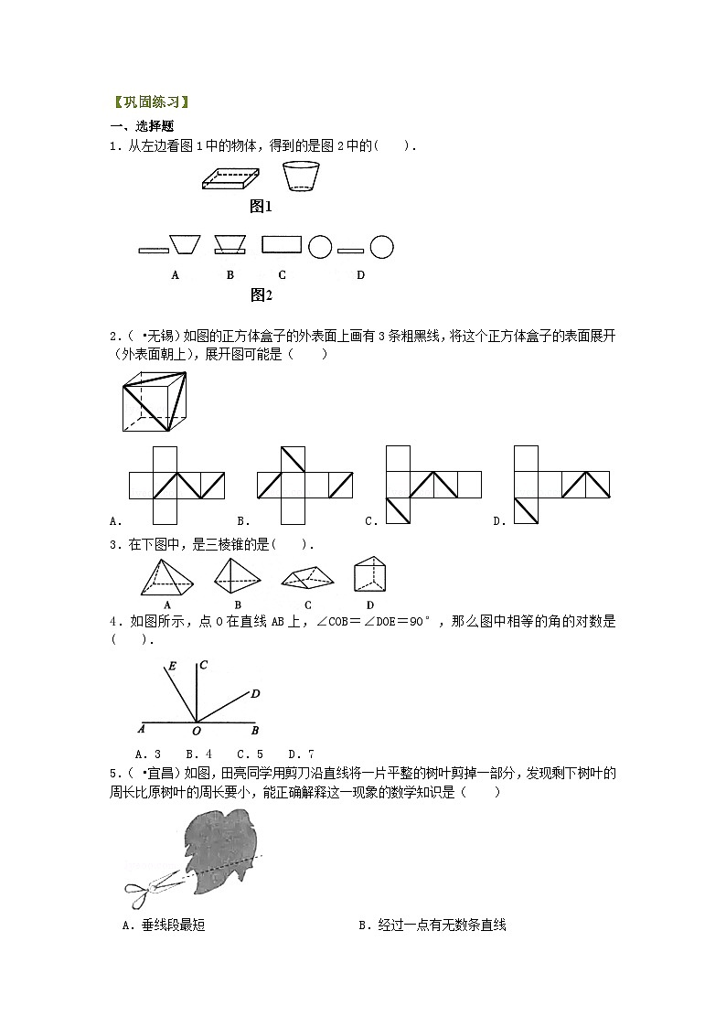《图形的初步认识》全章复习与巩固（基础）巩固练习第1页