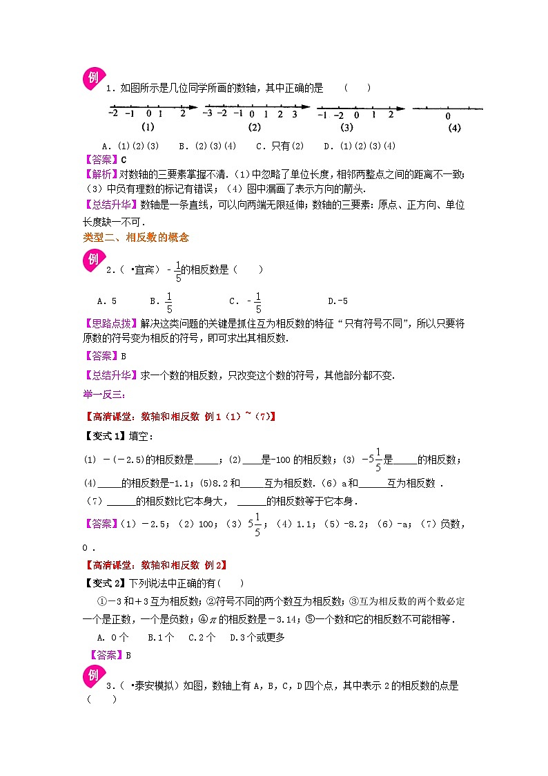 数轴与相反数(基础) 知识讲解02