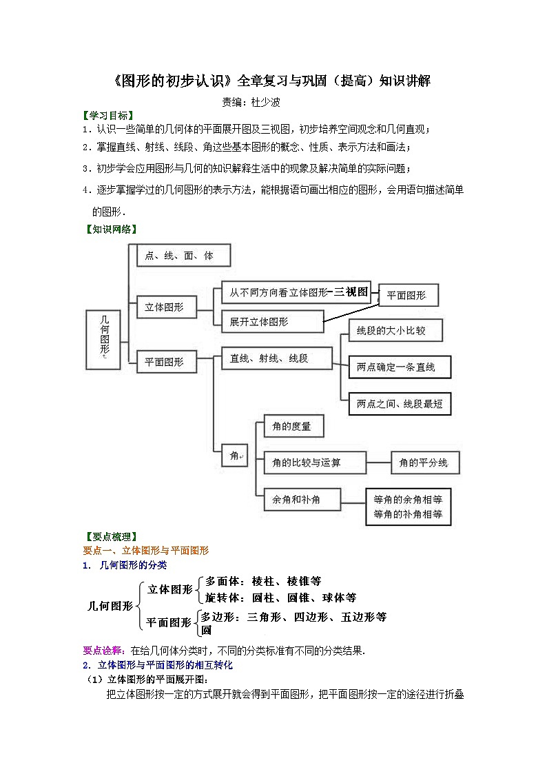 《图形的初步认识》全章复习与巩固（提高）知识讲解01