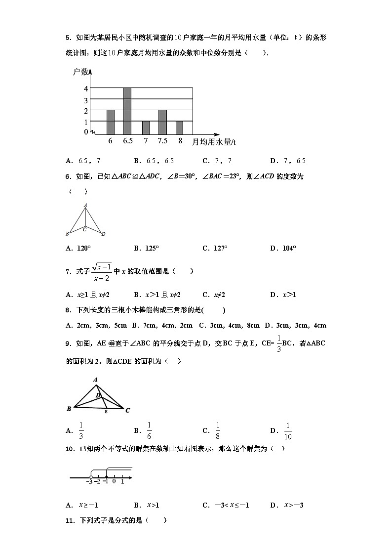 重庆市六校2023-2024学年八年级数学第一学期期末教学质量检测模拟试题【含解析】第2页