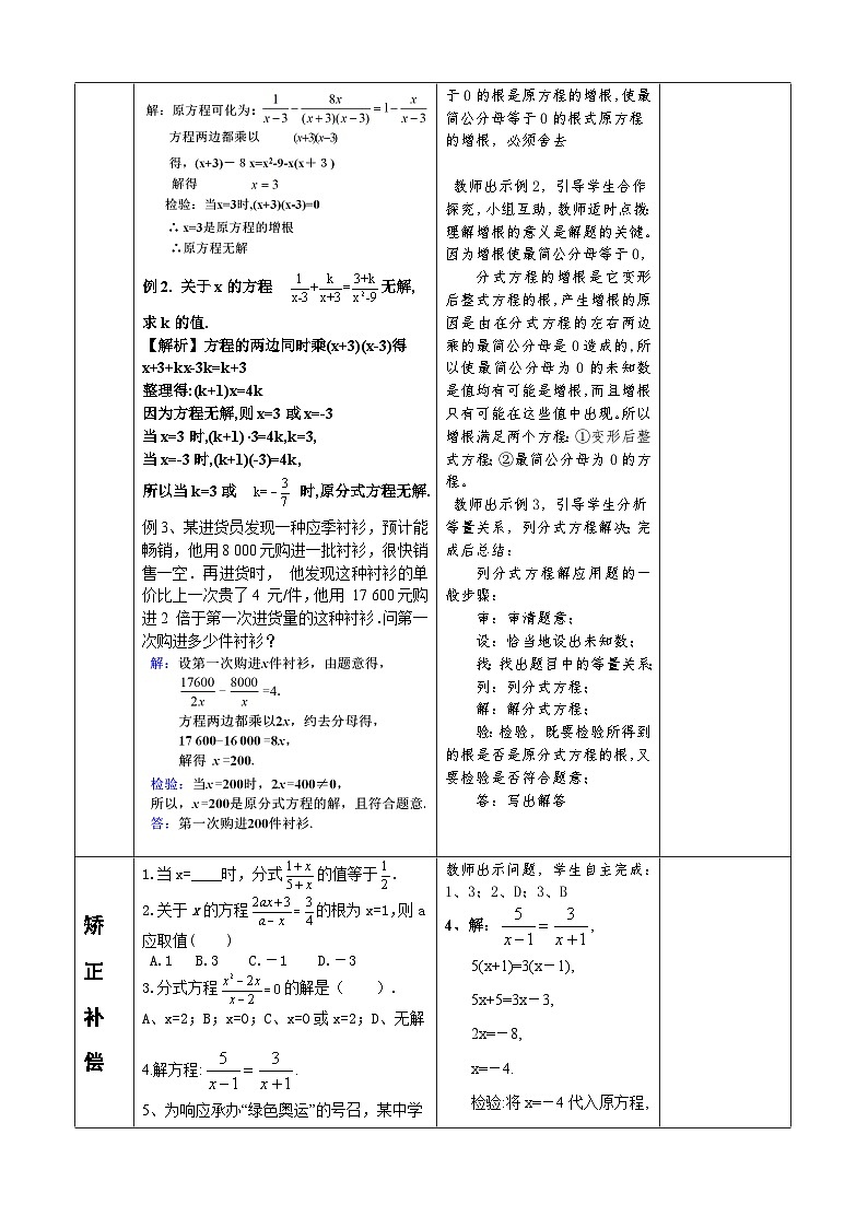 人教版八年级数学上册15.3分式方程 复习教案02