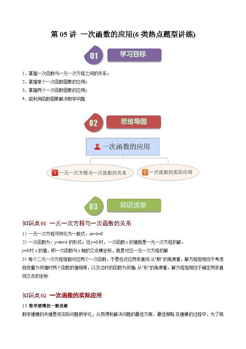 第4章第05讲 一次函数的应用(6类热点题型讲练)-八年级上册数学（北师大版）讲义01