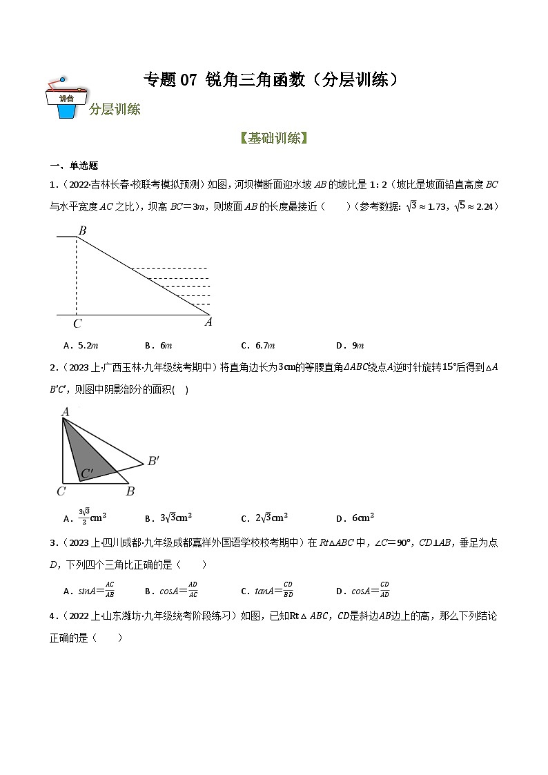 专题07 锐角三角函数（分层训练）-2024年中考数学总复习重难考点强化训练（全国通用）01