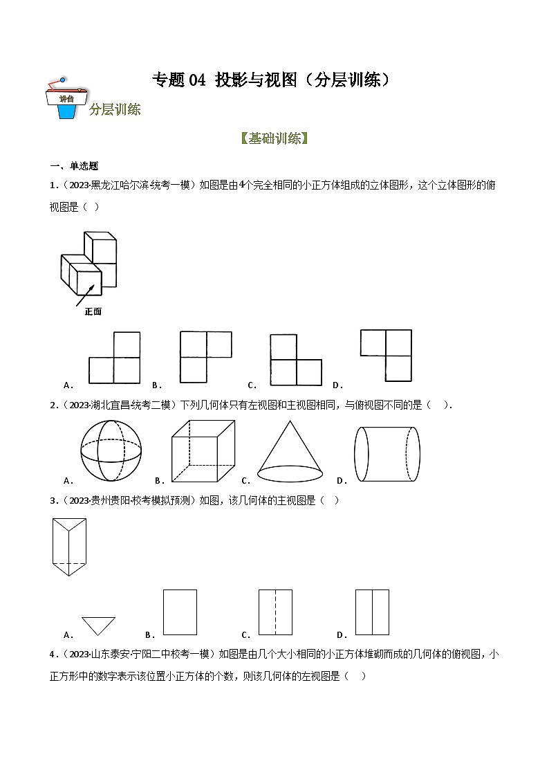 专题04 投影与视图（分层训练）（全国通用）(原卷版）第1页